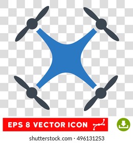 Vector Quadcopter EPS vector pictogram. Illustration style is flat iconic bicolor smooth blue symbol on a transparent background.