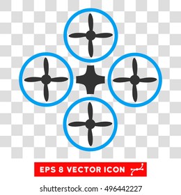 Vector Quadcopter EPS vector pictogram. Illustration style is flat iconic bicolor blue and gray symbol on a transparent background.