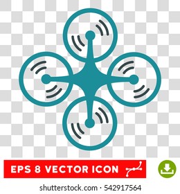 Vector Quadcopter Screw Rotation EPS vector pictogram. Illustration style is flat iconic bicolor soft blue symbol on a transparent background.