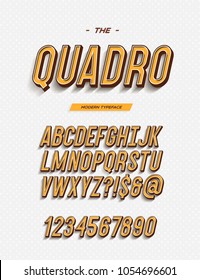 Vector quadro font trendy colorful 3d typography sans serif style for t shirt, promotion, party poster, sale banner, printing, decoration