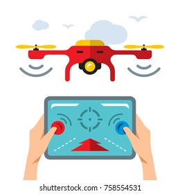 Vector Quadrocopter. Flat style colorful Cartoon illustration.