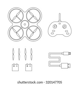 vector quadrocopter symbols in line style