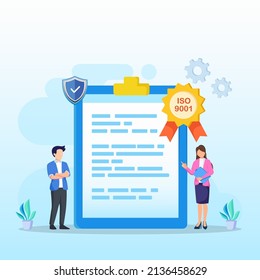Vector quality control with ISO 9001 concept. 