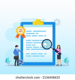 Vector quality control with ISO 9001 concept. 