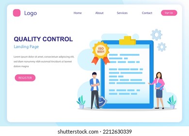 Vector quality control with ISO 9001 concept.