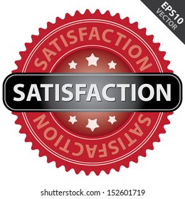 Vector : Quality Management Systems, Quality Assurance and Quality Control Concept Present By Red Glossy Style Satisfaction Icon Isolated on White Background 