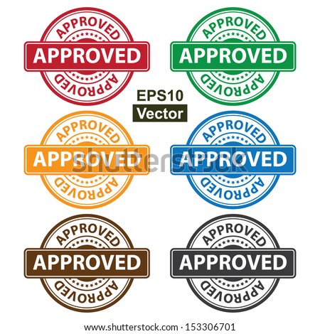 Vector : Quality Management Systems, Quality Assurance and Quality Control Concept Present By Colorful Approved Icon With Approved Text and Little Star Isolated on White Background 