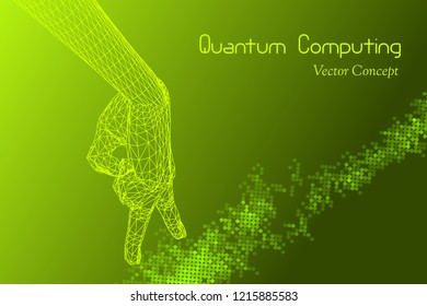 Vector Quantum Computing Concept  - Hi-Tech Digital Design - Emblem Of  AI,  Signal Cryptography, Big Data, Cryptanalysis, Machine Learning Etc 
