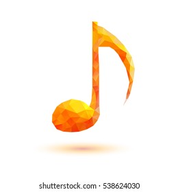 Vector Quaver Note symbol. Low poly vector
