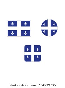 Vector Quebec Flag And Icon Set