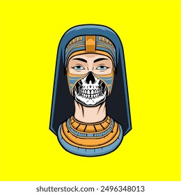 VECTOR QUEEN CLEOPATRA EGYPT WITH YELLOW BACKGROUND