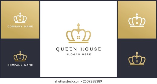 Vector del logotipo y de los iconos de la casa de la reina, se puede utilizar en los diversos medios fácilmente, editable