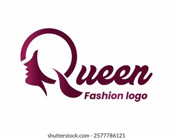 Vector Queen logo design for fashion studio, bridal makeover studio, beauty center, ladies haircut salon, beauty shop and cosmetics shop.