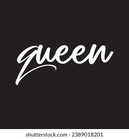 Vector queen text trendy lettering for print design queen word with crown isolated on white