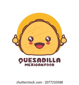 vector Quesadilla cartoon mascot, mexican food illustration, suitable for, logos, prints, labels, packaging, stickers, etc.