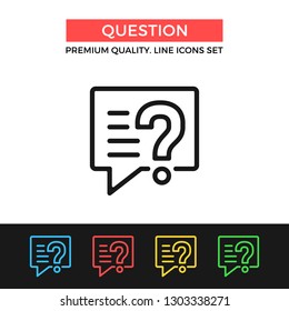 Vector question icon. Message with question mark. Premium quality graphic design. Modern signs, outline symbols collection, simple thin line icons set for website, web design, mobile app, infographics