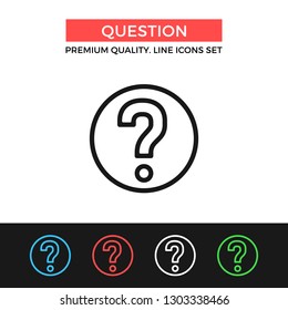 Vector question icon. Round question mark glyph. Premium quality graphic design. Modern signs, outline symbols collection, simple thin line icons set for websites, web design, mobile app, infographics