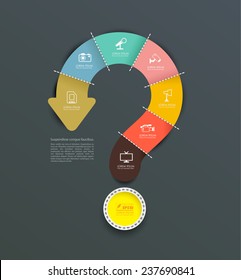 Vector question mark arrow with icons. can use for info-graphic, loop business report or plan, modern template, education template, business brochure, system diagram. Vector illustration