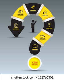 Vector question mark BLACK YELLOW with  icons / can use for info-graphic / loop business report or plan / modern template / education template / business brochure /  system diagram