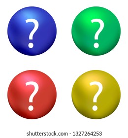 Vector Question Mark with Blue Red Green Yellow Ball on White Background. Simple Icon for web Sites, Web Design, Mobile App, Info Graphics
