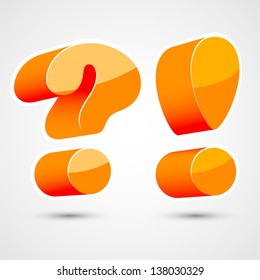 Vector question mark and exclamation signs in 3D