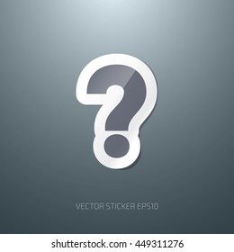 Vector question mark glossy paper sticker icon