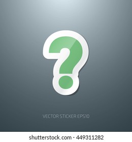 Vector question mark glossy paper sticker icon