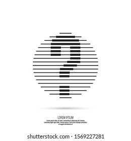 Vector question mark icon made of horizontal lines. Black isolated illustration on white background. Quiz symbol.