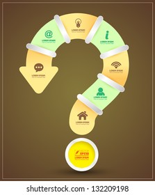 Vector question mark with  icons / can use for info-graphic / loop business report or plan / modern template / education template / business brochure /  system diagram