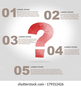 Vector question mark polygon infographic element with flat color 