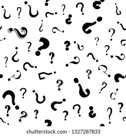 Vector Question Mark Seamless Pattern on White Background. Simple Icon for Web Sites, Web Design, Mobile App, Info Graphics