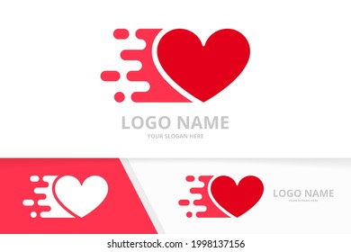 Vector quick heart logo combination. Fast love logotype design template.
