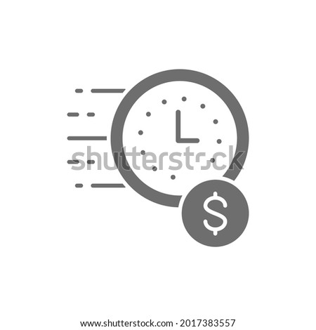 Vector quick loan, fast deposit grey icon.