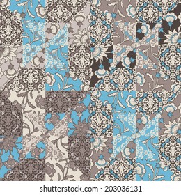 Vector quilt abstract seamless pattern. Patchwork craft handmade background design