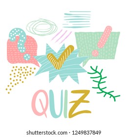 Vector Quiz Isolated Logo. Questionnaire Icon Sign. Poll Signs. Bubble Speech Expression Cartoons. Social Communication, Chatting, Interview, Voting, Discussion, Talk, Team Dialog, Group Chat Symbols