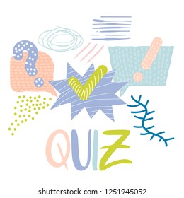 Vector Quiz Isolated Logo. Questionnaire Icon Sign. Poll Signs. Bubble Speech Expression Cartoons. Social Communication, Chatting, Interview, Voting, Discussion, Talk, Team Dialog, Group Chat Symbols