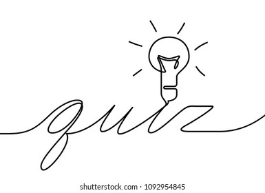 Vector quiz. One line style illustration
