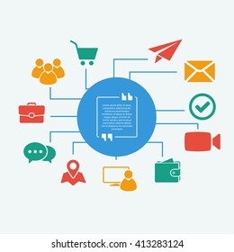 Vector Quotation icon. Set icons Flat Design style. 