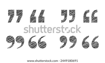 Vector Quotation Mark Icons With Scribble Style Set