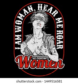 Vector Quote About fighting woman.vector hand drawing,Shirt designs, biker, disk jockey, gentleman, barber and many others.isolated and easy to edit. Vector Illustration