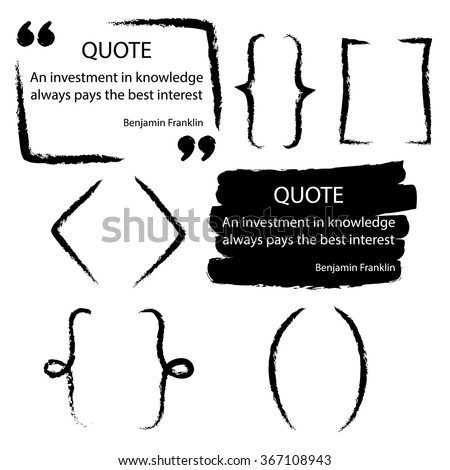 Vector quote blank template. Artistic quote bubble. Empty template. Grunge brush strokes, painted commas and frame. Textured background. Business card template, paper sheet, information. Quote form.