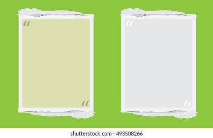 Vector Quote Box. Painted square shape with distress texture and torn edges. Brush stroke frame for your text. White grunge speech bubble.