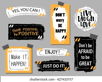 Vector quote boxes collection. Hand drawn frames, square, rectangle and round speech bubbles. Grunge brush strokes texture. 