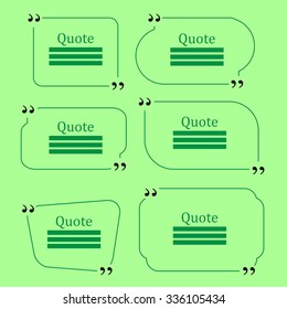 Vector Quote Bubble. Set of Speech Bubbles. Empty Templates on Green Background