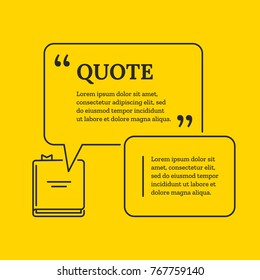 Vector Quote Bubble with thin line icon of book and quotes for web