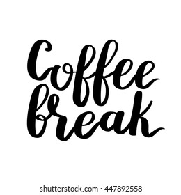 Vector quote with coffee typography. Calligraphy hand written phrase about coffee. Coffee shop lettering design collection. On white isolated background.