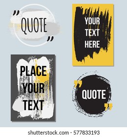 Vector quote collection. Hand drawn frames, square, rectangle and round speech boxes. Grunge brush texture