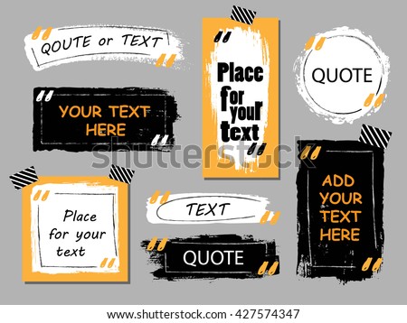 Vector quote  collection. Hand drawn frames, square, rectangle and round speech boxes. Grunge brush  texture. 