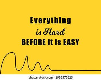 Vector quote, Everything is hard before it is easy, motivation quote