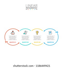 Vector quote infographic. Template for diagram, graph, presentation and chart. Business concept with 4 options, parts, steps or processes. Stoke icons.